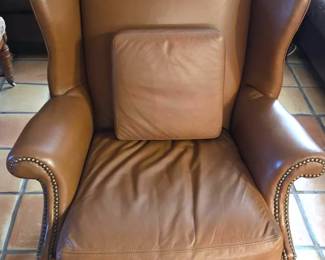 Tan Leather Wingback Chair