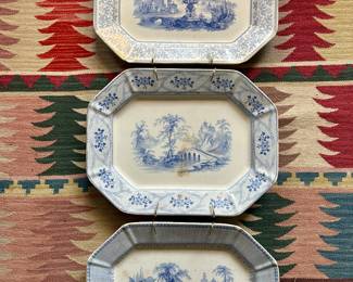 antique ironstone platters in vintage condition