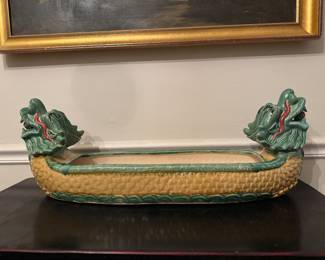 Showstopping large 1950s dragon boat planter in pristine condition.