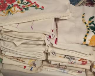 Handmade pillowcases in excellent condition.  Linens we have many.  A quilter  knitter dressmaker dream sale