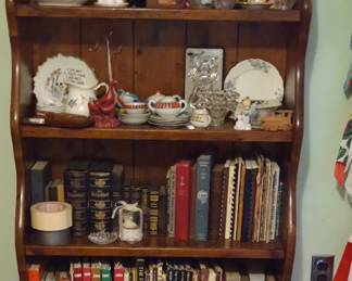Bookcases trinkets cookbooks ect. 
