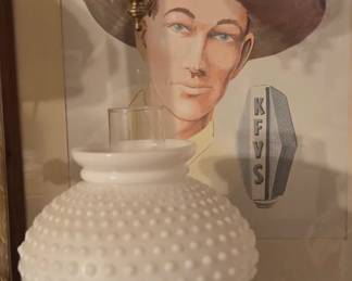 Milkglass three light pole lamp