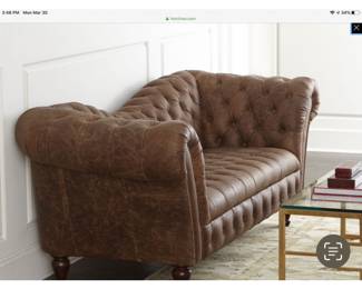 Massoud Brown Leather Tufted Couch 
