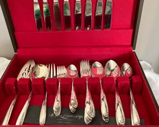 1955 enchanted rose silver plated flatware set