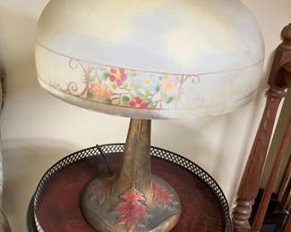 Antique reverse painted lamp. 
