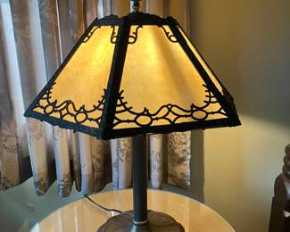 Antique slag glass lamp