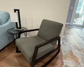 Gray fabric rocking chair