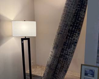 Floor lamp, 8' x 10' area rug