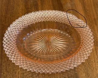 Pink depression glass. Sold 'as is' w/chip.