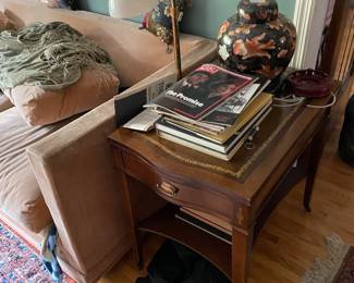 Leather and embossed top tables