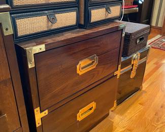 Campaign style desk and end table