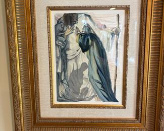 Salvador Dali  “A  Spirit Questions Dante” original woodcut engraving with certificate of authenticity