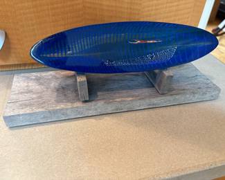 Glass sculpture from the “Boats” series by Swedish artist BertilVallien. Created using a sand casting technique. Approx 10” long