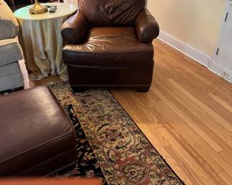 Leather Lounge Chair with Ottoman 