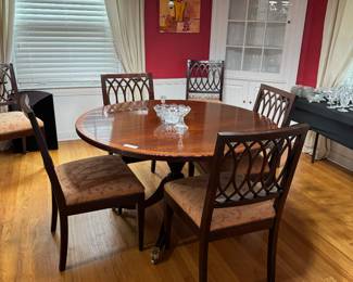 Can you say Gorgeous - are you downsizing to a smaller space - this is the elegant table w/ chairs you have been looking for-  Stickley Colonial Williamsburg 
