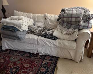 Slip Covered Sofa -  Comforters, etc 