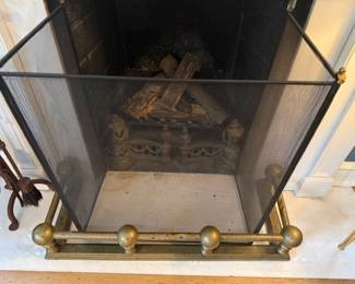 Vintage brass fireplace fender