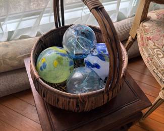 Glass balls in basket