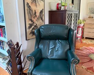 Green leather Naugahyde recliner