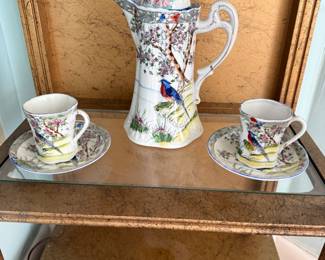 Lovely coffee pot and matching cups and saucers