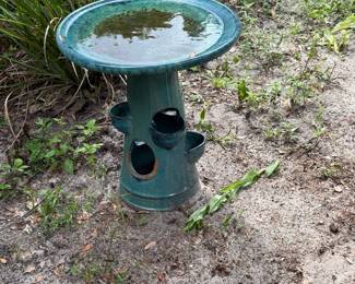 Pottery bird bath