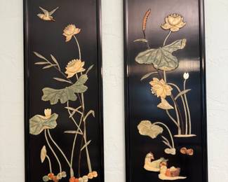 Pair of 3-D Asian panels