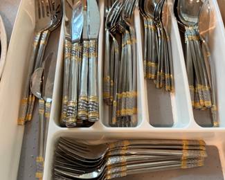 Stainless and gold 18/10 flatware
