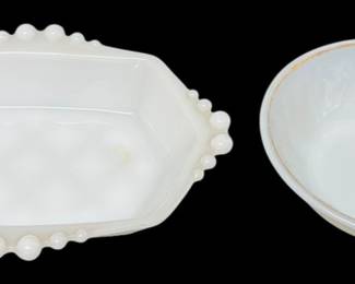 Pair of 5 Milk Glass Bowls 