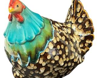 Colorful Glazed Ceramic Hen 