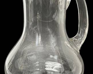 Hand Blown Clear Glass Pitcher 