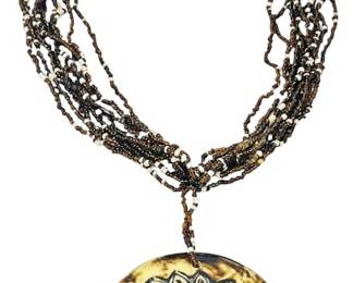 Boho Beaded Sunflower Pendant Necklace 