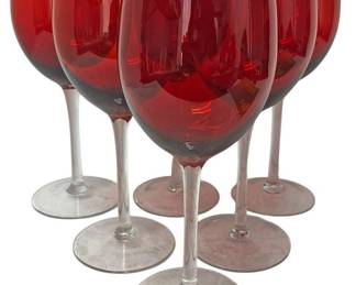 Ruby Red Wine Glasses Set of 6 