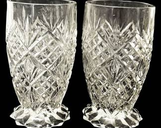 Pressed Glass Diamond Tumblers Pair 