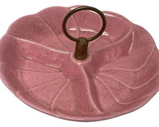 MidCentury Pink Divided Ceramic Tray 