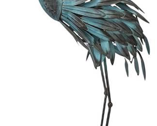 28 Patina Metal Heron Sculpture 