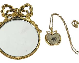 Gold Mirror Apple Pendant Necklace 