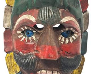 9 HandCarved Painted Wooden Mask 