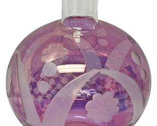 Art Glass Vase with Gold Trim 