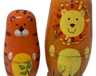 Safari Animal Wooden Nesting Dolls 