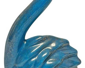 MidCentury Blue Glass Swan Figurine 