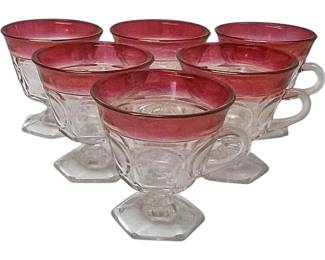 Antique Cranberry Flash Glass Punch Cups 