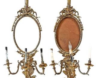 Pair of 48 Gilt Wall Sconce Light Fixtures