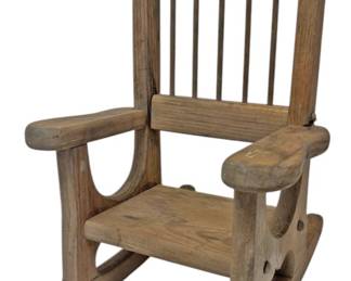 Rustic 14 Wooden Doll Rocker Chair 