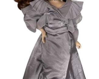 Vintage Porcelain Doll w Elegant Dress 