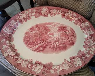 Lg red white Woods platter