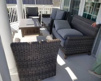 Patio conversation set with fire pit table