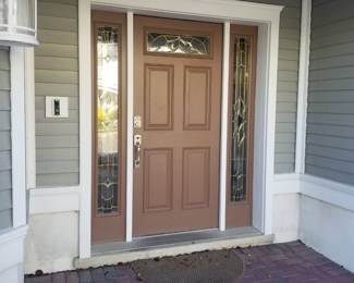 Entry door with two side lights