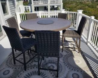 Patio dining set; outdoor rug