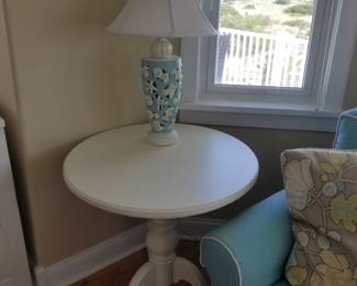 Accent table; table lamp