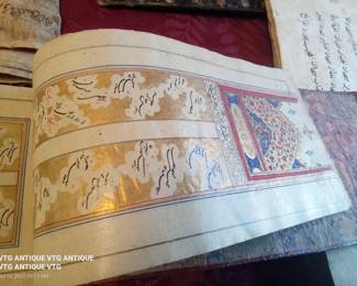 Seventeen century palm handwriting with gold , twenty four , categold in lake , famous artist